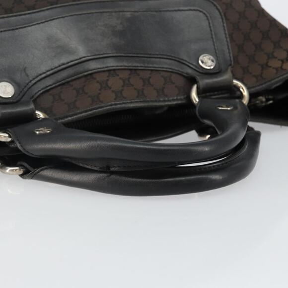 CELINE Macadam Canvas Boogie Hand Bag Dark Brown Black Silver - Picture 7 of 13